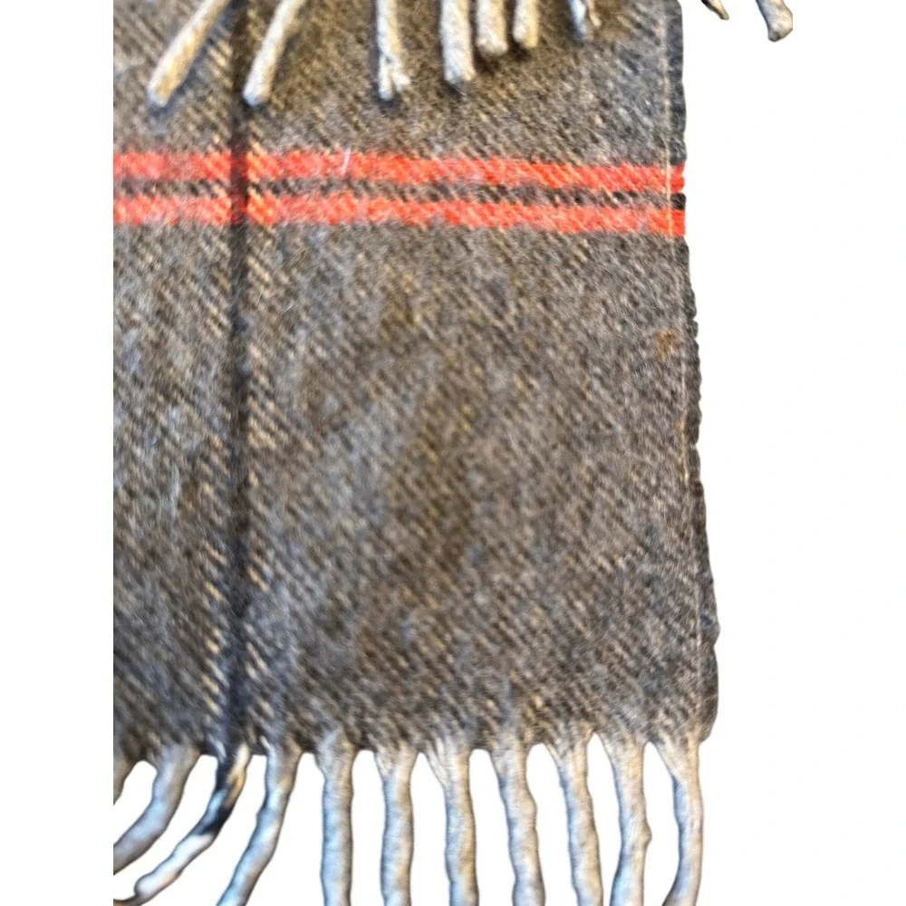 Vintage Scarf Charcoal Grey 100% Pure Cashmere Windowpane Plaid  W Germany